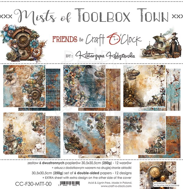 Zestaw papierów do scrapbookingu 30x30 Mists of Toolbox Town CC-F30-MTT-00 Craft O'Clock