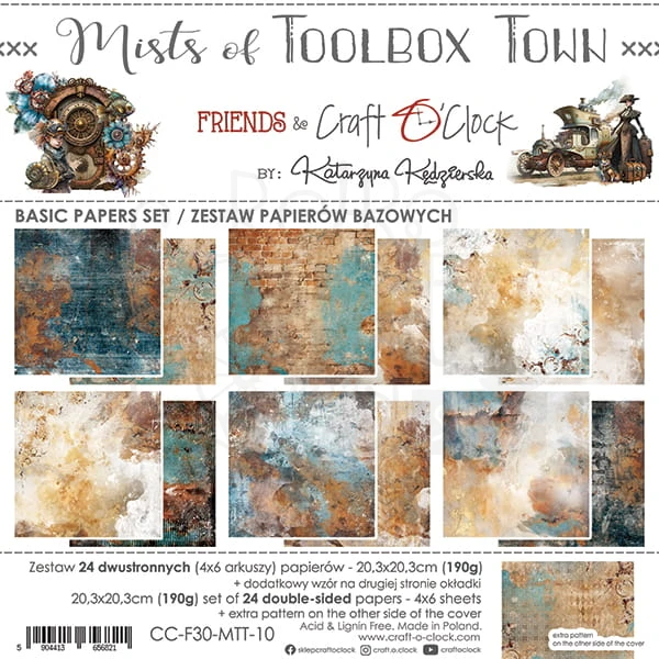 Zestaw papierów bazowych 20x20 Mists of Toolbox Town CC-F30-MTT-10 Craft O'Clock