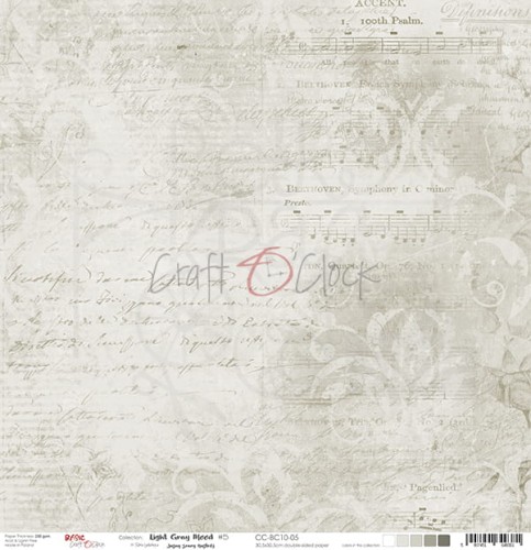 Papier do scrapbookingu 30x30 Basic 10 - Light Gray Mood 05 CC-BC10-05 Craft O'Clock