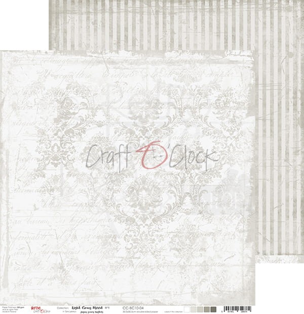 Papier do scrapbookingu 30x30 Basic 10 - Light Gray Mood 04 CC-BC10-04 Craft O'Clock