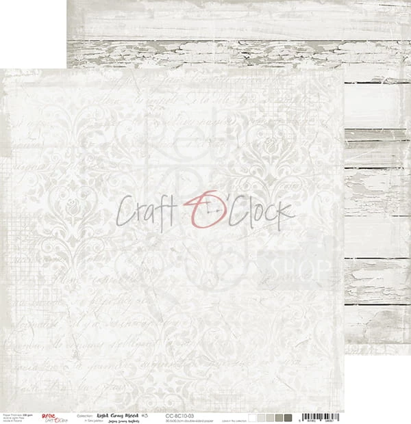 Papier do scrapbookingu 30x30 Basic 10 - Light Gray Mood 03 CC-BC10-03 Craft O'Clock