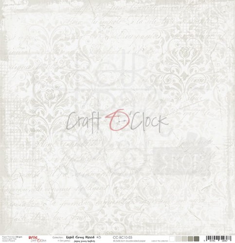 Papier do scrapbookingu 30x30 Basic 10 - Light Gray Mood 03 CC-BC10-03 Craft O'Clock