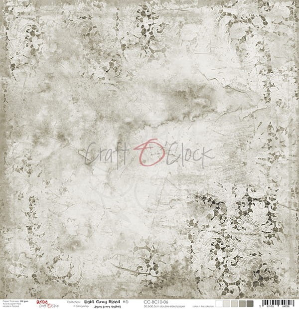 Papier do scrapbookingu 30x30 Basic 10 - Light Gray Mood 06 CC-BC10-06 Craft O'Clock