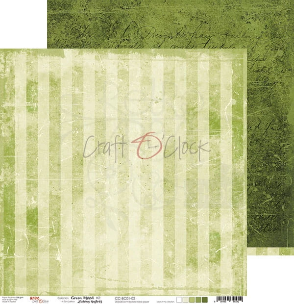 Papier do scrapbookingu 30x30 Basic 01 - Green Mood 02 CC-BC01-02 Craft O'Clock
