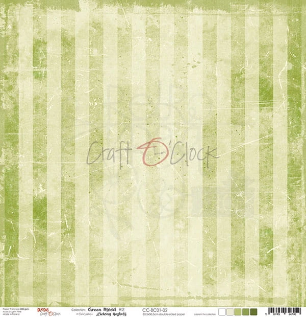 Papier do scrapbookingu 30x30 Basic 01 - Green Mood 02 CC-BC01-02 Craft O'Clock