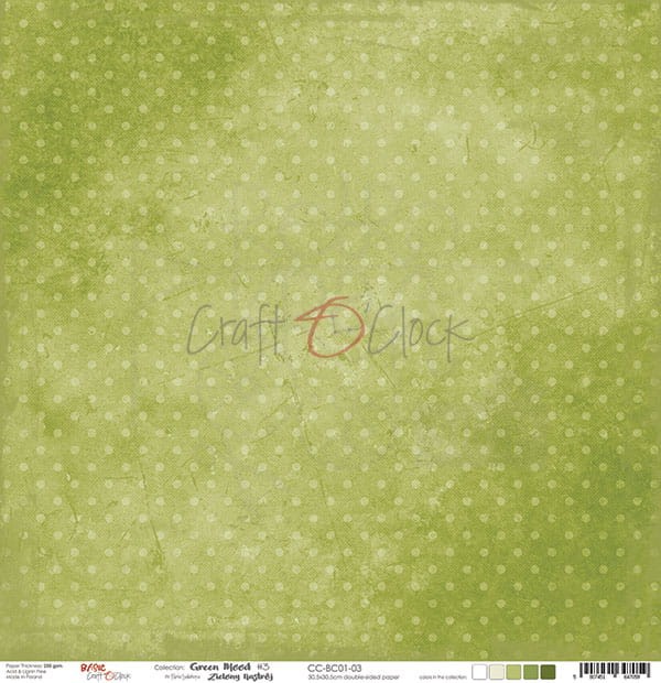 Papier do scrapbookingu 30x30 Basic 01 - Green Mood 03 CC-BC01-03 Craft O'Clock