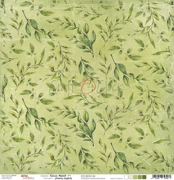 Papier do scrapbookingu 30x30 Basic 01 - Green Mood 04 CC-BC01-04 Craft O'Clock