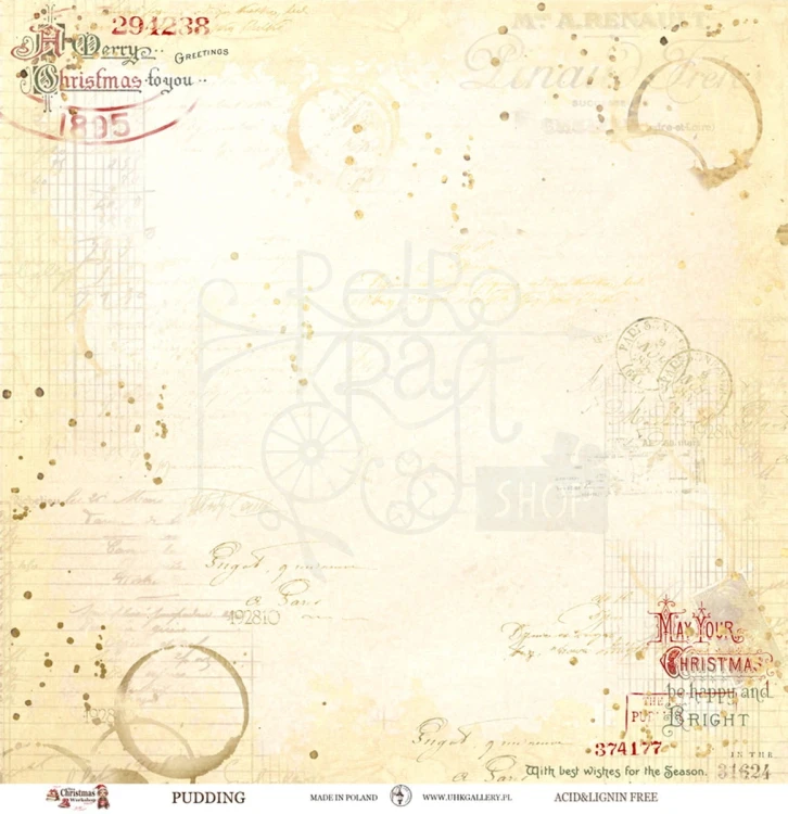 Papier do scrapbookingu 30x30 The Christmas Workshop - PUDDING UHK Gallery