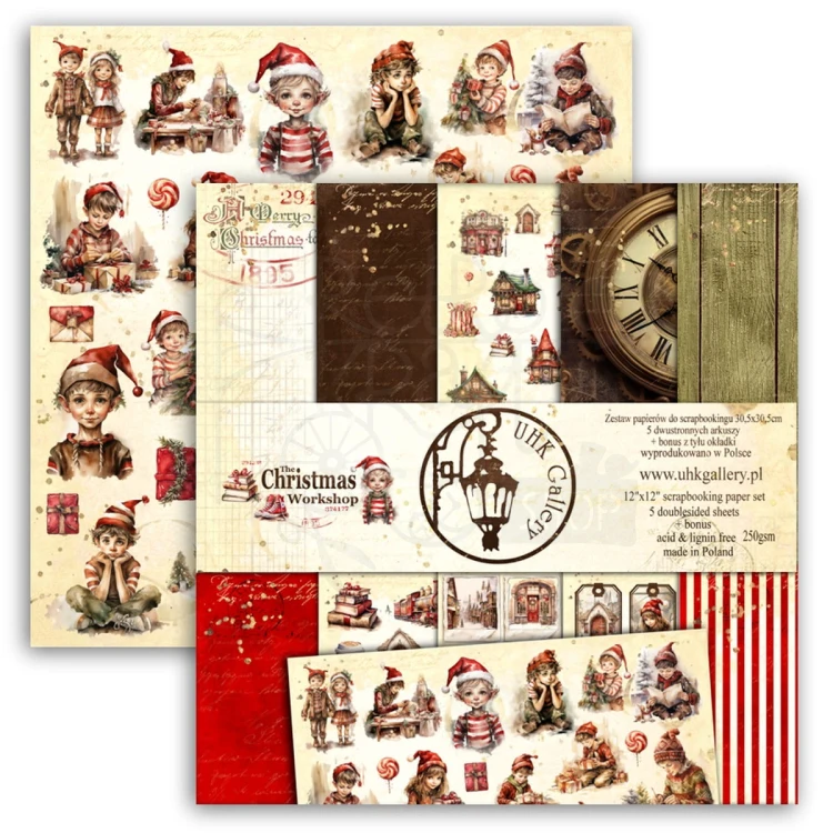 Papier do scrapbookingu 30x30 The Christmas Workshop - okładka UHK Gallery