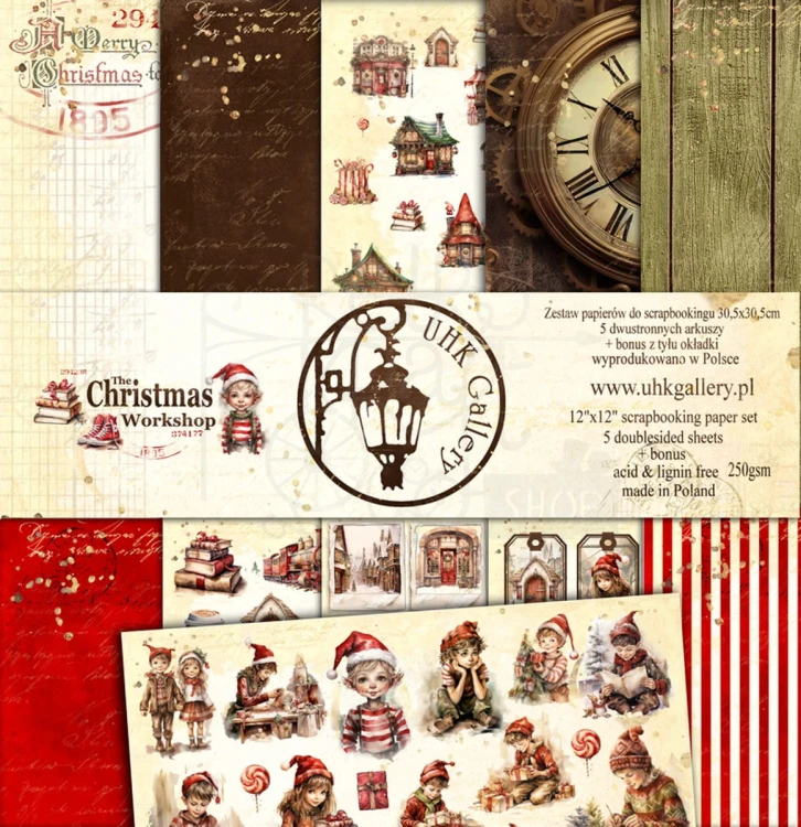 Papier do scrapbookingu 30x30 The Christmas Workshop - okładka UHK Gallery