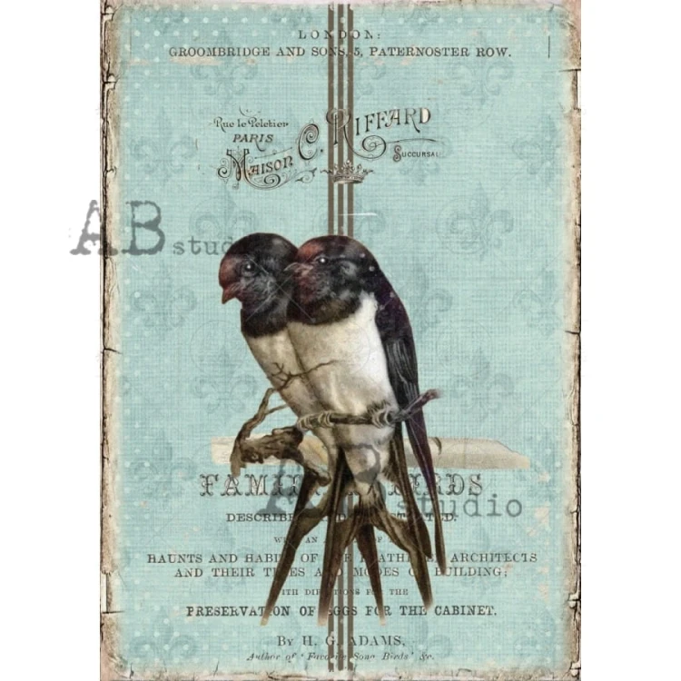 Papier ryżowy A4 Ptaki jaskółki ID-1141 ABstudio
