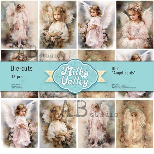 Ozdoby papierowe die-cuts Angel Cards 12 szt ID-2 Milky Valley