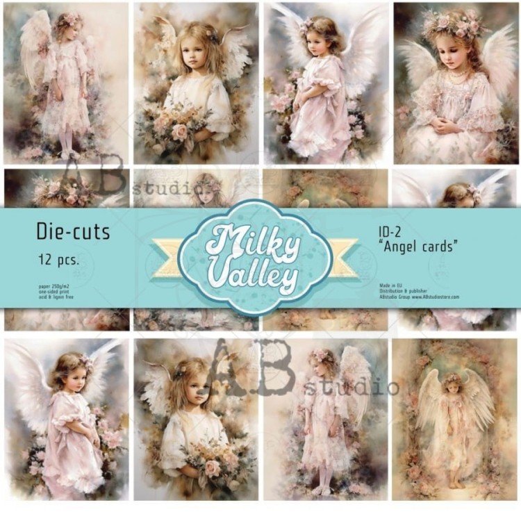 Ozdoby papierowe die-cuts Angel Cards 12 szt ID-2 Milky Valley