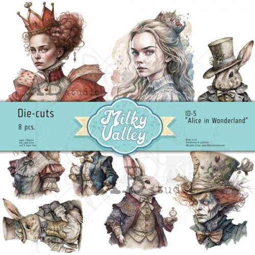 Ozdoby papierowe die-cuts Alice in Wonderland 8 szt ID-5 Milky Valley
