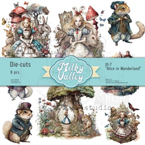 Ozdoby papierowe die-cuts Alice in Wonderland 8 szt ID-7 Milky Valley