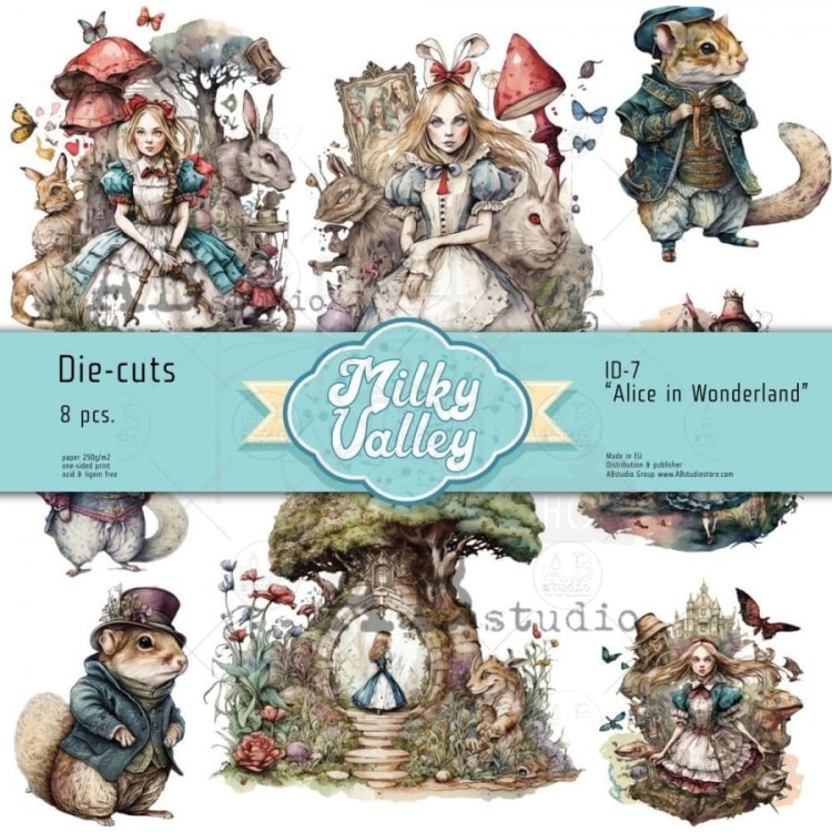 Ozdoby papierowe die-cuts Alice in Wonderland 8 szt ID-7 Milky Valley