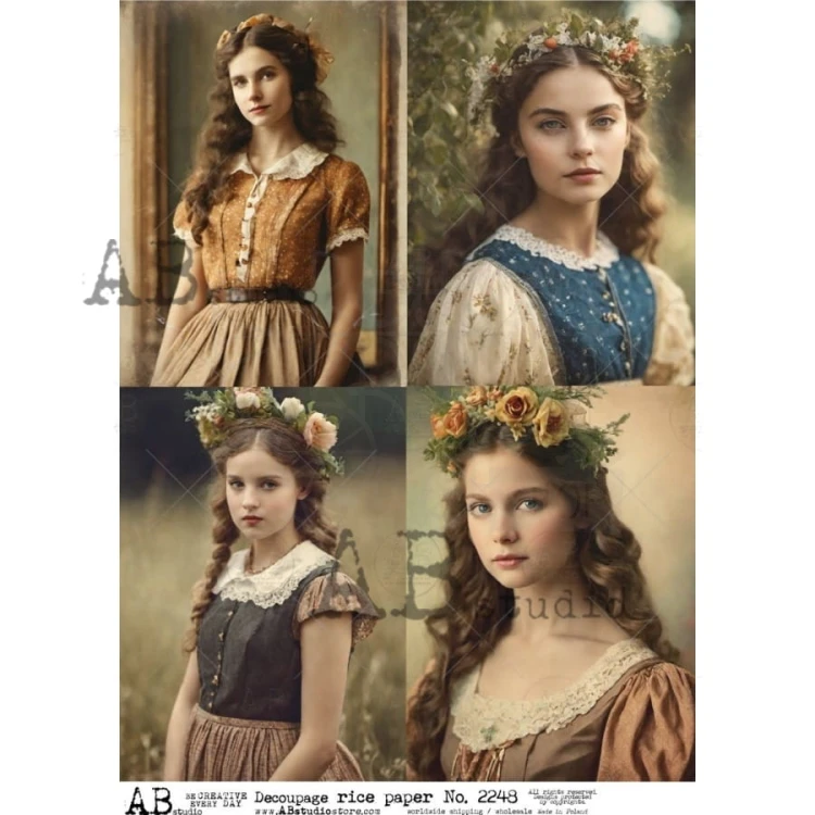 Papier ryżowy A4 Portrety kobiet retro ID-2248 ABstudio
