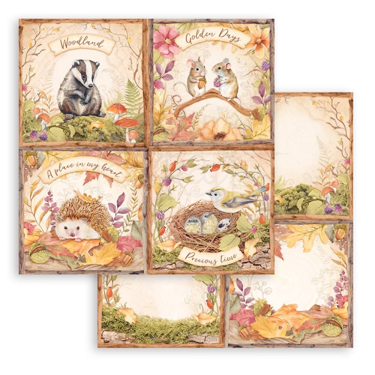 Zestaw papierów do scrapbookingu 20x20 Woodland SBBS92 Stamperia