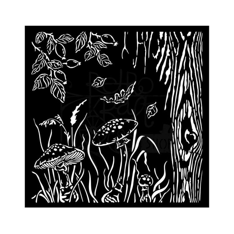 Szablon maska 18x18 Woodland Grzybki KSTDQ92 Stamperia