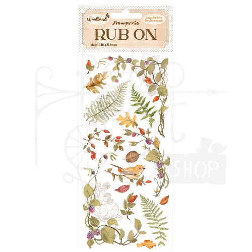 Rub-on transfer 10x21.6cm Woodland Listki DFLRB56 Stamperia