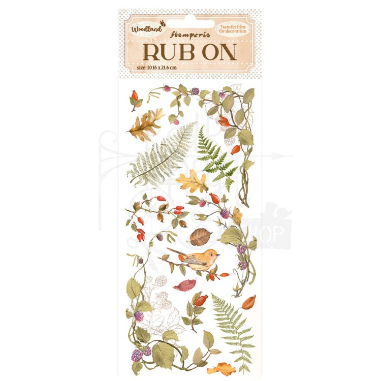Rub-on transfer 10x21.6cm Woodland Listki DFLRB56 Stamperia