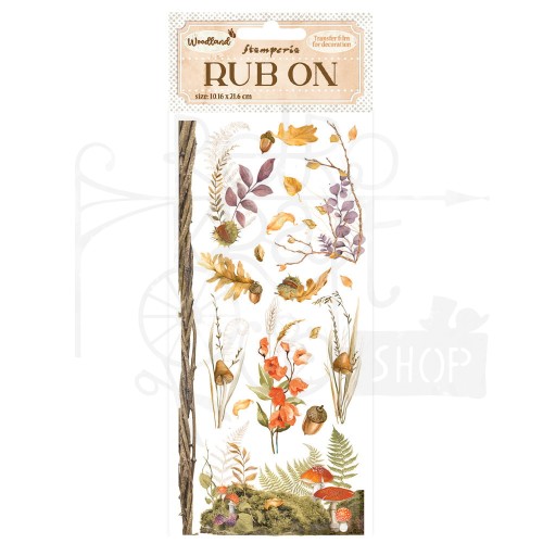 Rub-on transfer 10x21.6cm Woodland Grzybki DFLRB54 Stamperia