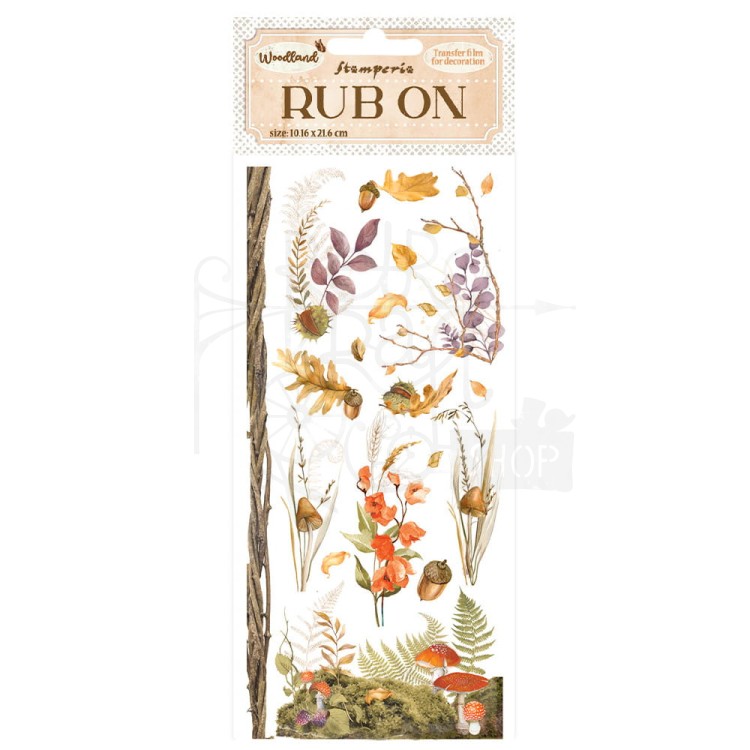 Rub-on transfer 10x21.6cm Woodland Grzybki DFLRB54 Stamperia