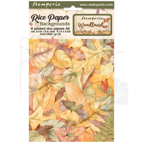 Papier ryżowy A6 Woodland Background - zestaw 8szt DFSAK6011 Stamperia