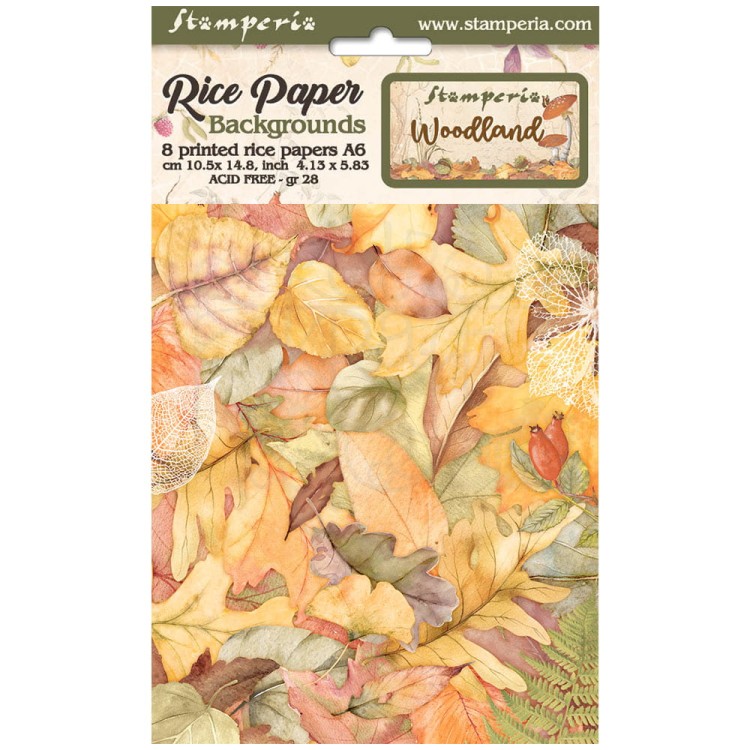 Papier ryżowy A6 Woodland Background - zestaw 8szt DFSAK6011 Stamperia