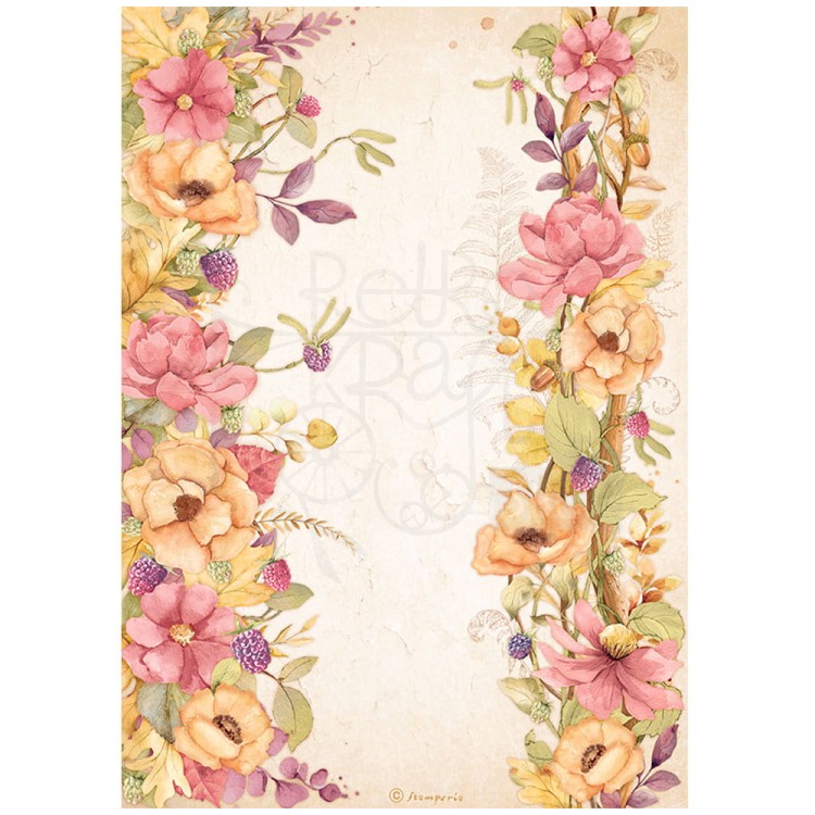 Papier ryżowy A4 Woodland Kwiatowe bordiury DFSA4818 Stamperia