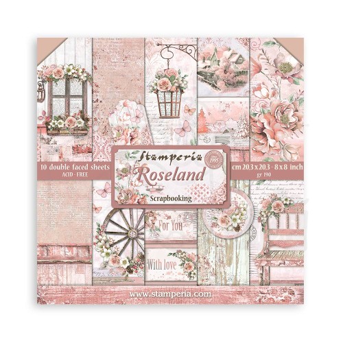 Zestaw papierów do scrapbookingu 20x20 Rose Land SBBS85 Stamperia