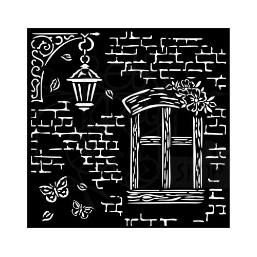 Szablon maska 18x18 Blue Land Mur z oknem KSTDQ94 Stamperia