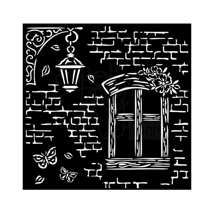 Szablon maska 18x18 Blue Land Mur z oknem KSTDQ94 Stamperia