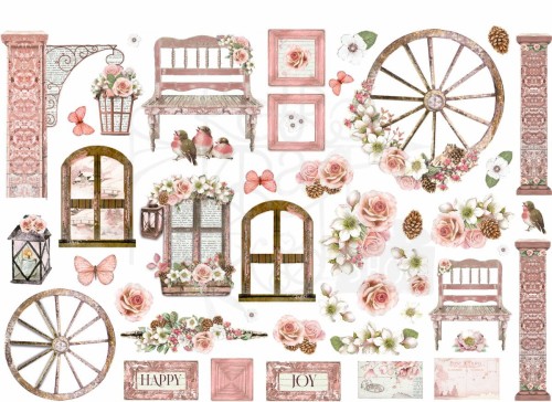Ozdoby papierowe samoprzylepne Ephemera Rose Land DFLCT23 Stamperia