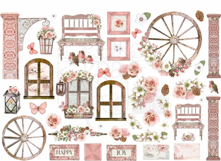Ozdoby papierowe samoprzylepne Ephemera Rose Land DFLCT23 Stamperia