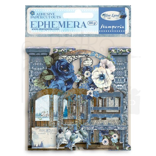 Ozdoby papierowe samoprzylepne Ephemera Blue Land DFLCT22 Stamperia