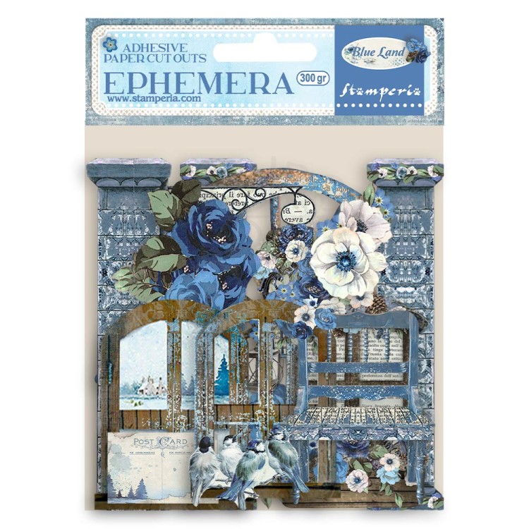 Ozdoby papierowe samoprzylepne Ephemera Blue Land DFLCT22 Stamperia