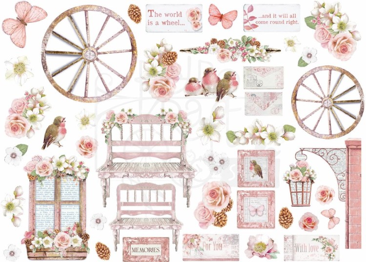 Ozdoby kształty tekturowe Die Cuts Rose Land DFLDC80 Stamperia