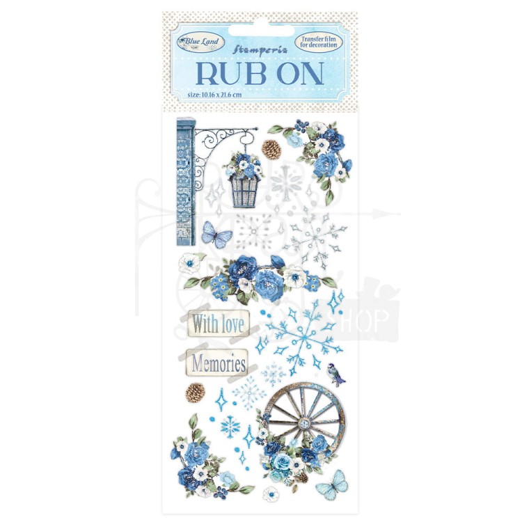 Rub-on transfer 10x21.6cm Blue Land DFLRB34 Stamperia