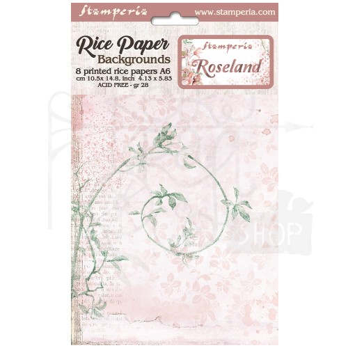 Papier ryżowy A6 Rose Land Background - zestaw 8szt DFSAK6006 Stamperia