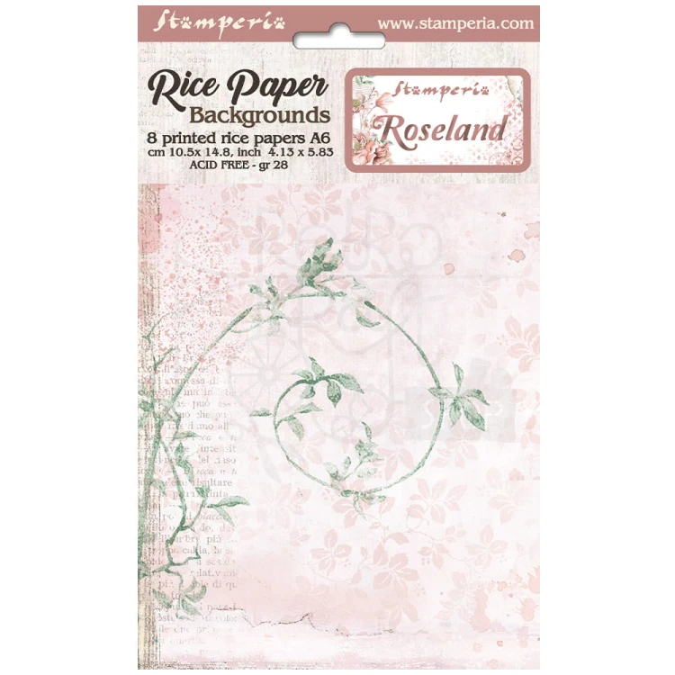 Papier ryżowy A6 Rose Land Background - zestaw 8szt DFSAK6006 Stamperia