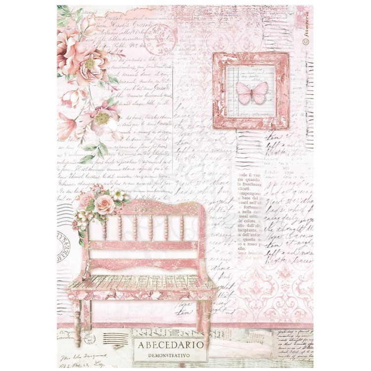 Papier ryżowy A4 Rose Land Ławeczka DFSA4781 Stamperia