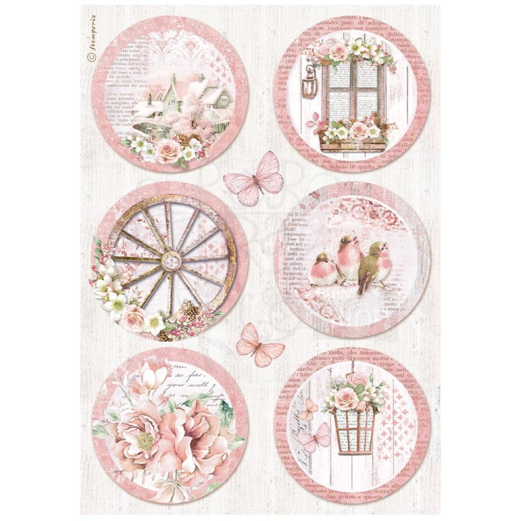 Papier ryżowy A4 Rose Land Dekory okrągłe DFSA4782 Stamperia