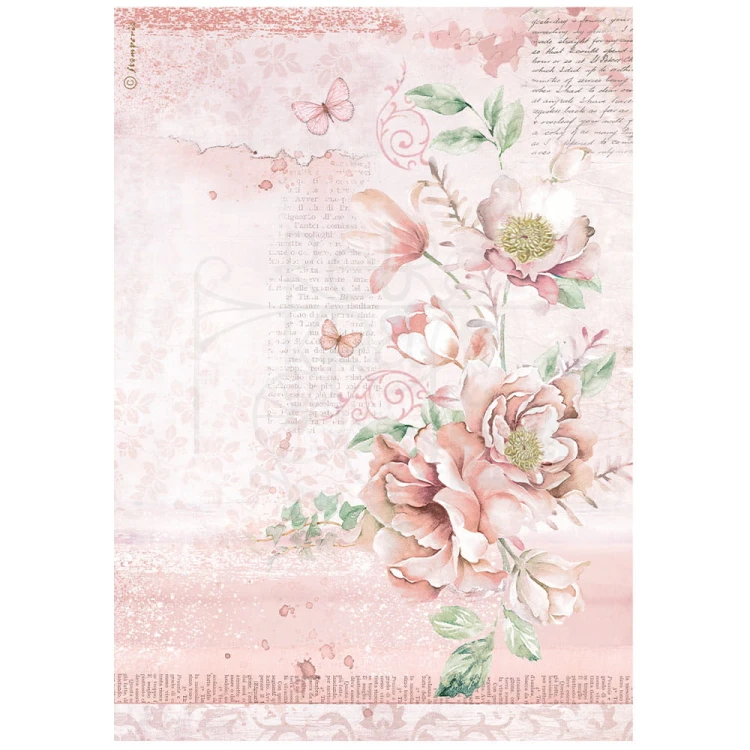 Papier ryżowy A4 Rose Land Kwiaty DFSA4783 Stamperia