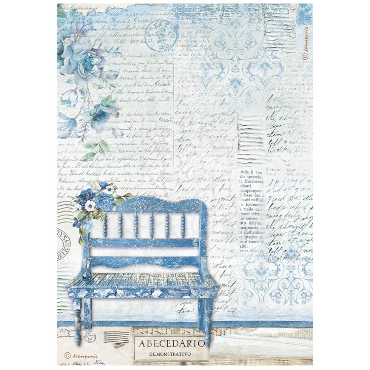 Papier ryżowy A4 Blue Land Ławeczka DFSA4787 Stamperia