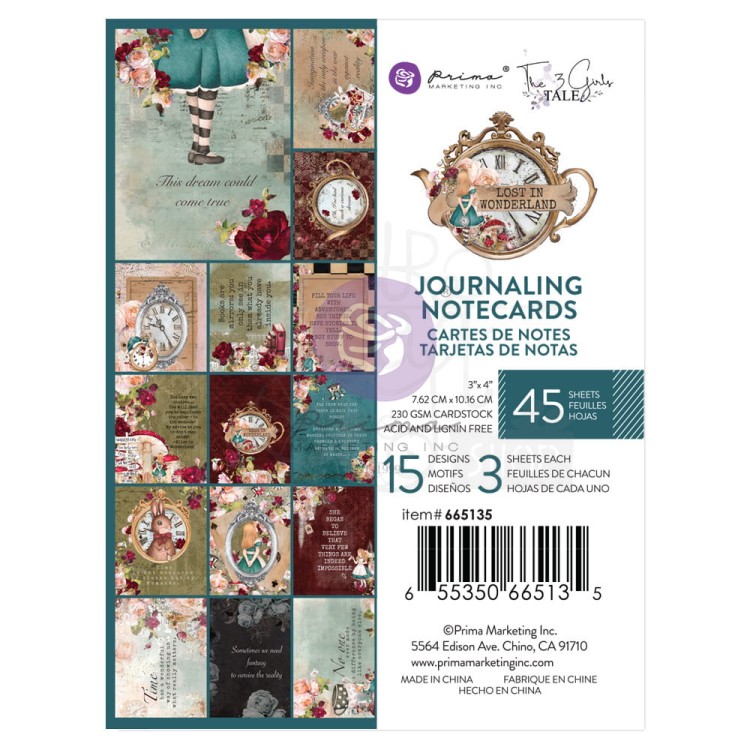 Zestaw kart do art journalingu 7.6x10 Lost In Wonderland 45szt 665135 Prima