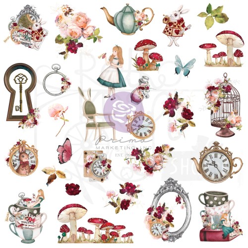 Ozdoby papierowe die-cuts Ephemera Lost In Wonderland 58szt 665159 Prima