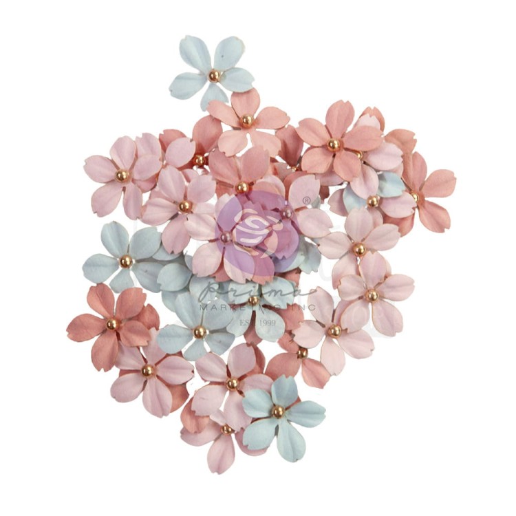 Kwiaty kwiatki papierowe French Blue - Cherished Memories 48szt 665630 Prima