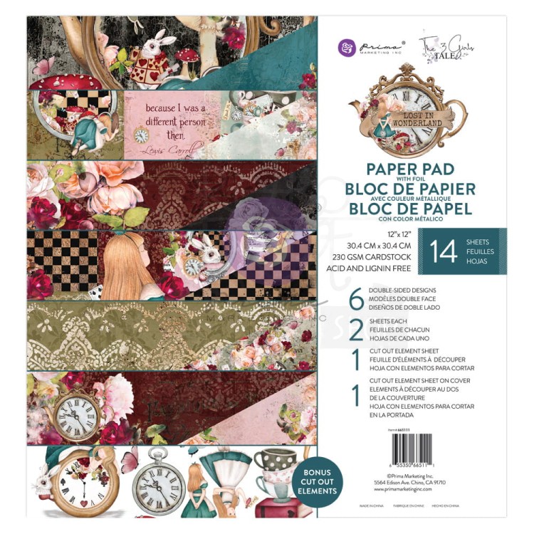 Zestaw papierów o scrapbookingu 30x30 Lost In Wonderland 665111 Prima