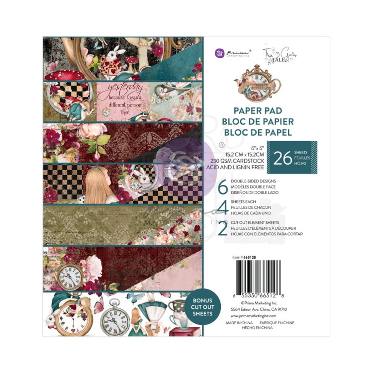 Zestaw papierów o scrapbookingu 15x15 Lost In Wonderland 665128 Prima